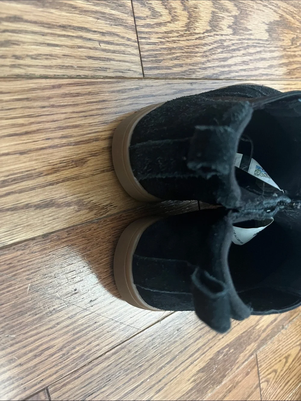 UGG Kids Black Suede Ankle Boots with Pull Tabs